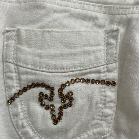 White Rhinestone Embellished Distressed Jeans – Size S - Picture 11 of 16